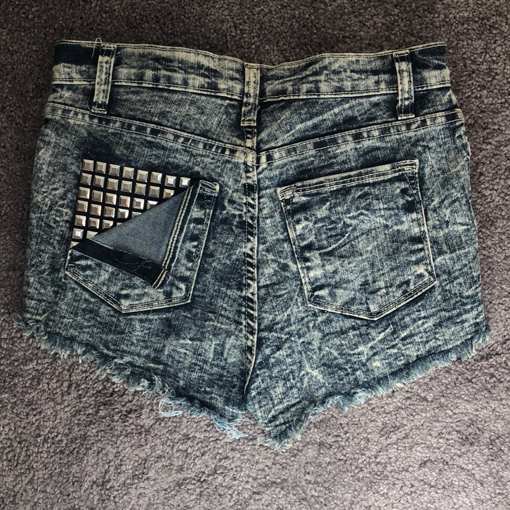 High waisted studded denim